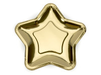 Vorschau: 6 Goldene metallic Stern Pappteller 23cm