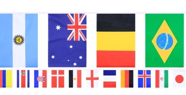 One World landen vlaggen slinger 9,9 m