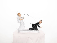 Anteprima: Statuetta torta sposo sposa pesca 13cm
