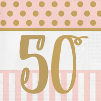 16 Lovely 50th Birthday napkins 33cm