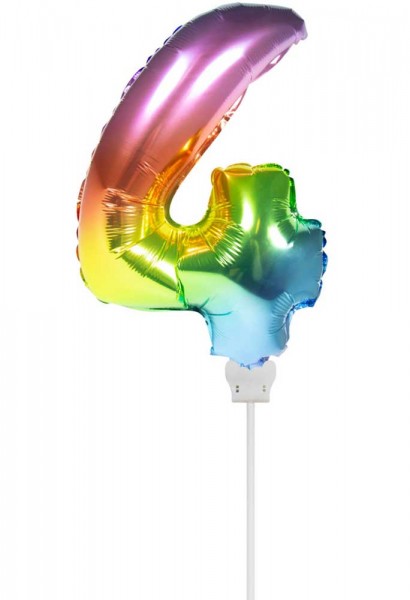 Rainbow number 4 stick balloon