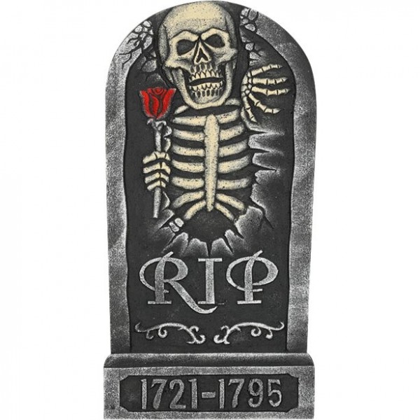 Squelette de pierre tombale avec rose 65cm