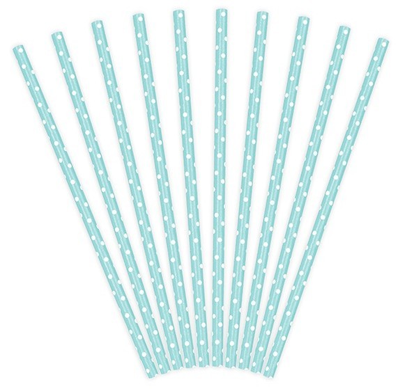 10 dotted paper straws turquoise 19.5cm