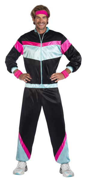 80s jogging suit for men black and multicolored