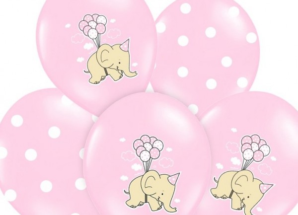 6 Girl Elephant balloons 30cm 2