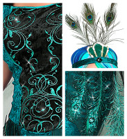 Vista previa: Disfraz de noble pavo real Mariella para mujer