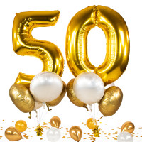 Vorschau: 10 Heliumballons in der Box Golden 50
