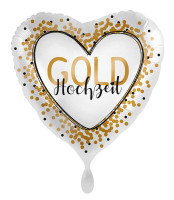 Gold Hochzeit Herz Folienballon 45cm