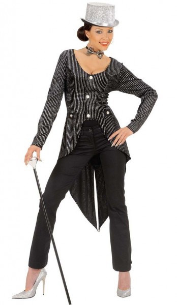 Tailcoat élégant à fines rayures avec jupe pour femme