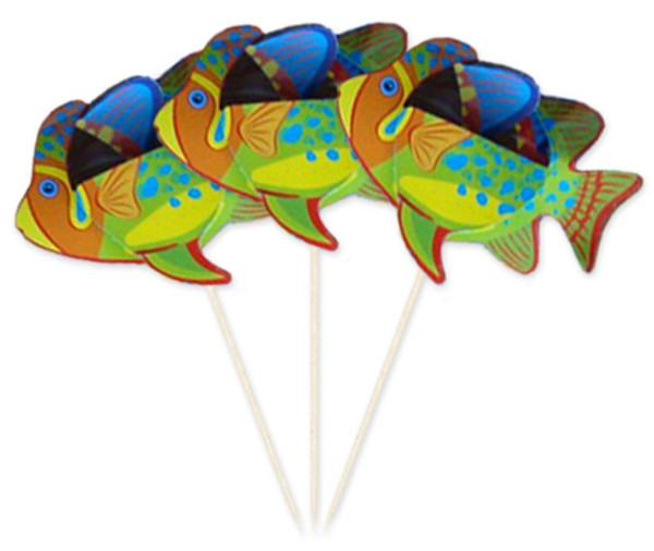 8 Tropical Fish Party Pickers 15cm