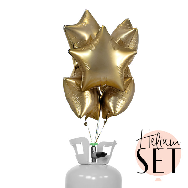YOU´RE GOLD, Baby! mattes Stern Ballonbouquet-Set mit Heliumbehälter