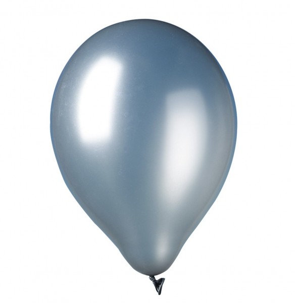 9 metallic latex ballonnen IJsland zilver 30cm