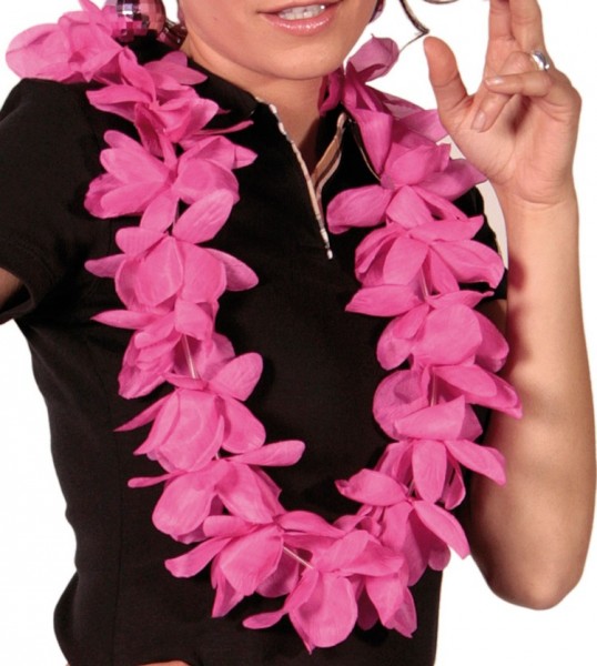 Collier hawaïen fleurs roses