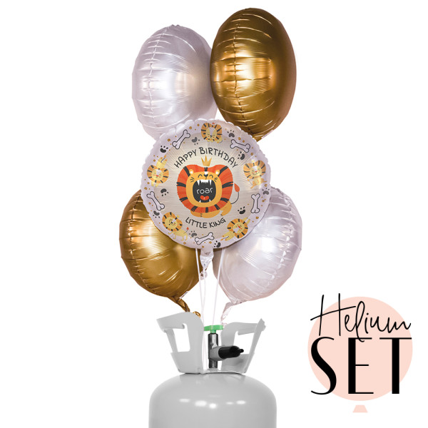 Lion Birthday Ballonbouquet-Set mit Heliumbehälter