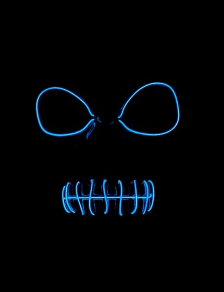 Skelett Maske mit Licht blau 2