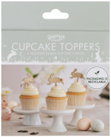 Anteprima: 6 cupcake topper coniglio in legno