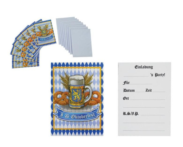 8 invitation cards with envelope - I Love Oktoberfest