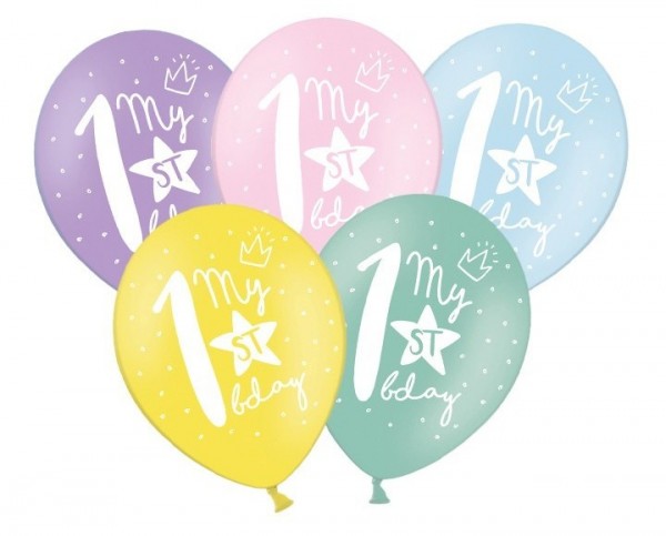 6 ballons colorés 1er anniversaire