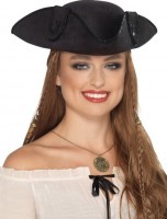 Vista previa: Sombrero tricornio pirata negro para adulto