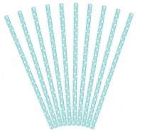 Preview: 10 dotted paper straws turquoise 19.5cm