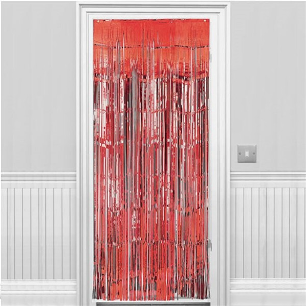 Röd fransad dörrgardin 2,43m