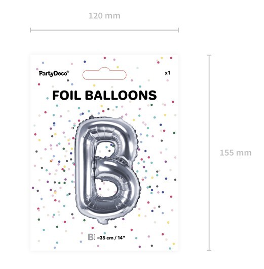 Folieballon B zilver 35cm 3