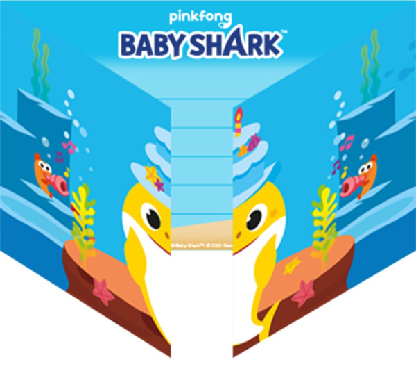 8 cartes d'invitation Baby Shark Family