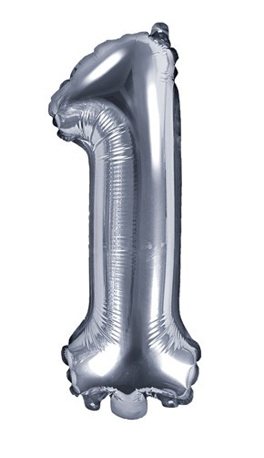 Nummer 1 folie ballon sølv 35cm