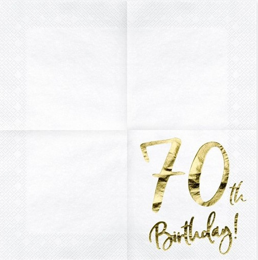 20 Glossy 70th Birthday Napkins 33cm