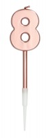 Rosy Blush Zahlenkerze 8 roségold 14cm