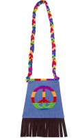 Hippie Umhängetasche Jeans mit Peace-Zeichen und Regenbogenriemen