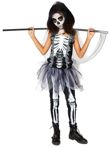 Skræmmende pige kostume til skeletpige