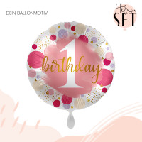 Vorschau: Sweet Birthday One Ballonbouquet-Set mit Heliumbehälter