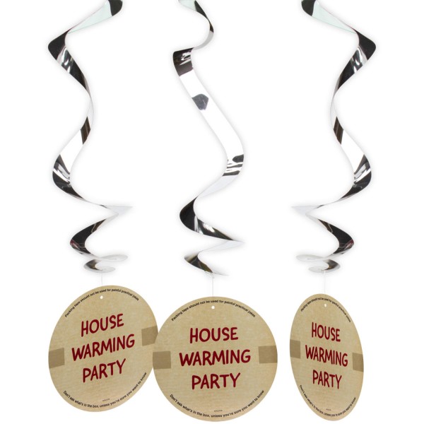 3 House Warming Party spiral hangers 70cm