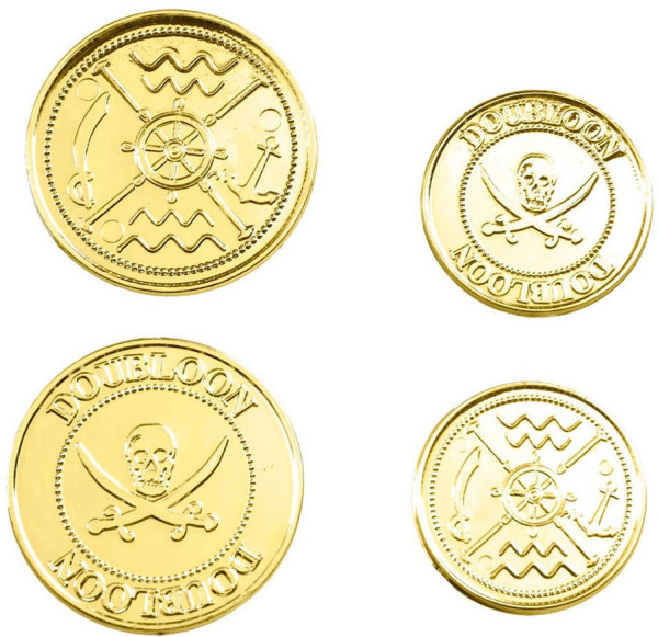 12 Goldmünzen Piratenschatz Set für Kinder