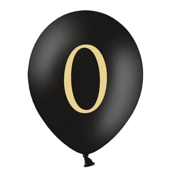 50 ballons noirs dorés numéro 0