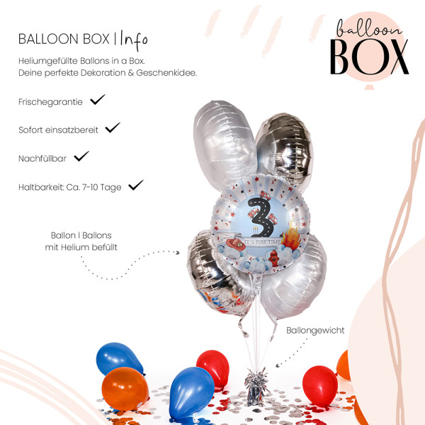 Heliumballon in der Box Happy Fire Engine - Drei 3