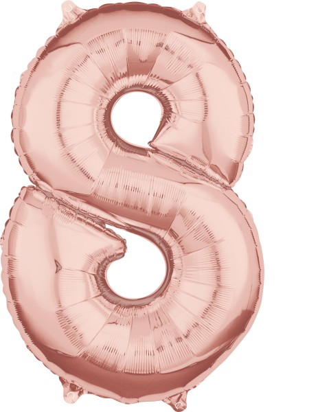 Nummer 8 roseguld folie ballon 66cm