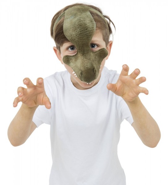Zielona maska T-Rex dla dzieci