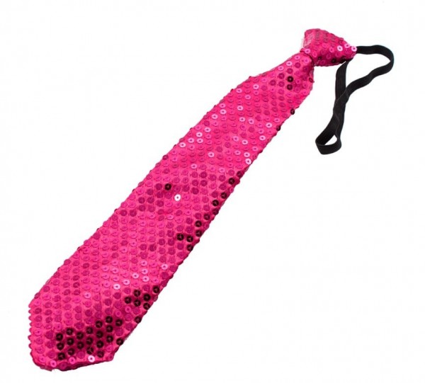 Krawat z cekinami LED w kolorze magenta
