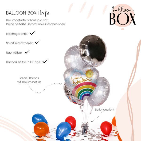 Heliumballon in der Box Endlich Schulkind Regenbogen 3