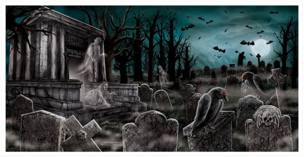 Bannière Halloween Cimetière effrayant