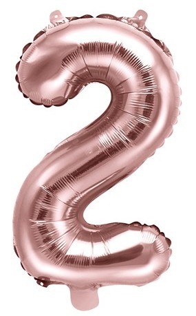 Ballon numéro 2 or rose métallique 35cm