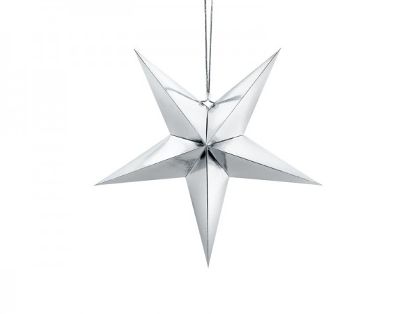 Gör det själv dekorationsstjärna gjord av metallisk silverpapp 45cm