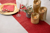 Vorschau: Rot glänzender Tischläufer 3m