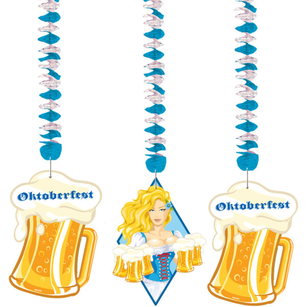 3 Oktoberfest spiraalhangers Bier Liesje 70cm