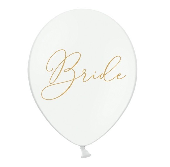 50 ballonnen bruid wit-goud 30cm