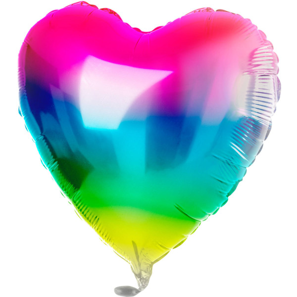 Hjärta folieballong regnbåge 45cm