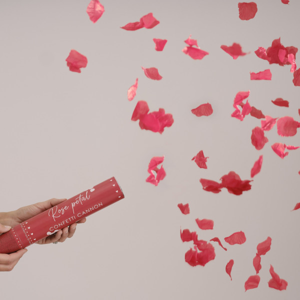 Rode roos confetti kanon 23cm