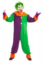 Vista previa: Disfraz de payaso de terror Crazy Joker para hombre